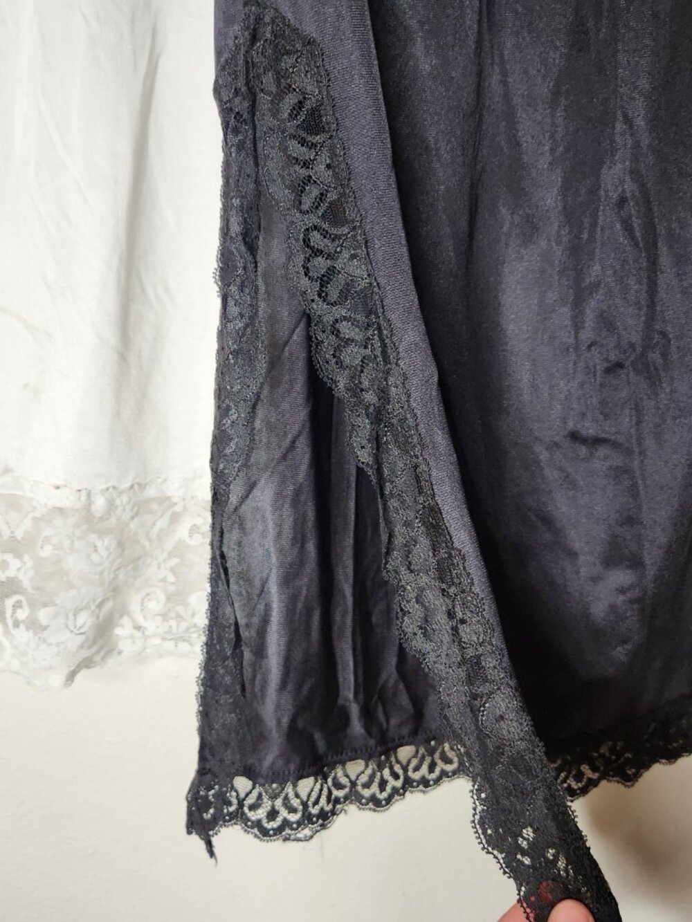 Vintage Lot of Skirts Small & Medium Black White Satin Lace Trim Skirts - Picture 3 of 8